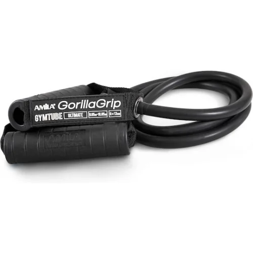 AMILA Gorilla Grip Λάστιχο Γυμναστικής Σωληνωτό Σκληρό με Λαβές Μαύρο