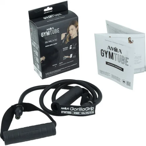 AMILA Gorilla Grip Λάστιχο Γυμναστικής Σωληνωτό Σκληρό με Λαβές Μαύρο