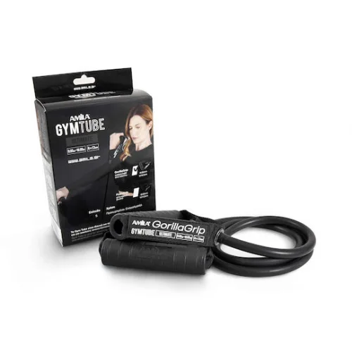 AMILA Gorilla Grip Λάστιχο Γυμναστικής Σωληνωτό Σκληρό με Λαβές Μαύρο