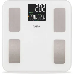 AMILA Fitbody 5 Smart Ζυγαριά 180kg με Λιπομετρητή & Bluetooth Λευκή