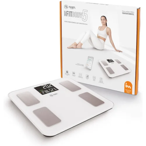 AMILA Fitbody 5 Smart Ζυγαριά 180kg με Λιπομετρητή & Bluetooth Λευκή