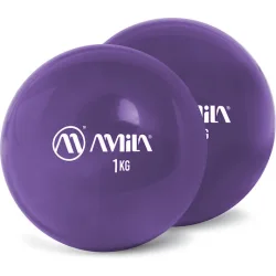 AMILA Μπάλες Ενδυνάμωσης Χεριού 1kg 2τμχ σε Μωβ Χρώμα