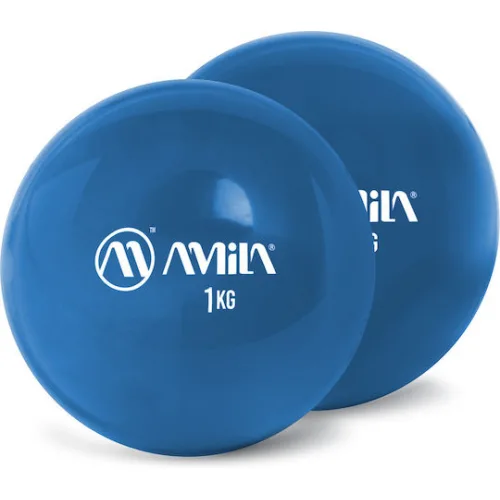 AMILA Μπάλες Ενδυνάμωσης Χεριού 1kg 2τμχ σε Μπλε Χρώμα