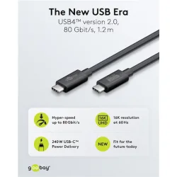 Goobay USB 3.0 Cable USB-C male - USB-C / DisplayPort 240W Μαύρο 1.2m (74376)