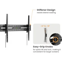 Powertech PT-1368 Βάση Τηλεόρασης Τοίχου έως 100" και 75kg Ασημί