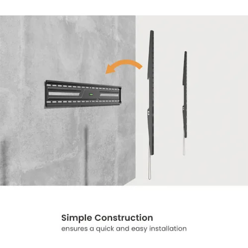 Powertech PT-1369 Βάση Τηλεόρασης Τοίχου έως 100" και 75kg Ασημί