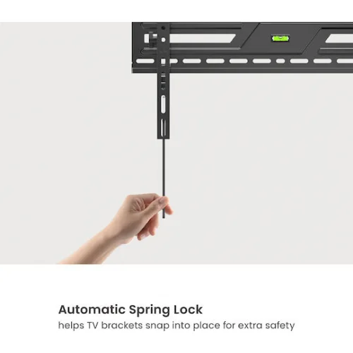 Powertech PT-1370 Βάση Τηλεόρασης Τοίχου έως 86" και 75kg Ασημί