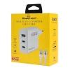 Powertech Φορτιστής GaN με Θύρα USB-A και 2 Θύρες USB-C και Καλώδιο USB-C - USB-C 65W Λευκός (PT-1378)