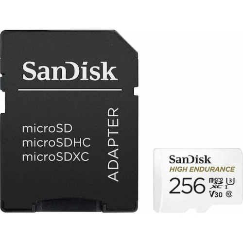 Sandisk High Endurance microSDXC 256GB Class 10 U3 V30 UHS-I με αντάπτορα
