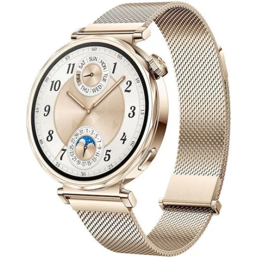 Huawei Watch GT 5 41mm Αδιάβροχο με Παλμογράφο (Gold Milanese Strap)