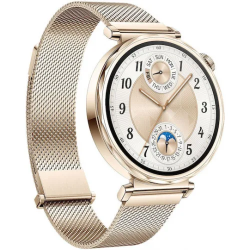 Huawei Watch GT 5 41mm Αδιάβροχο με Παλμογράφο (Gold Milanese Strap)
