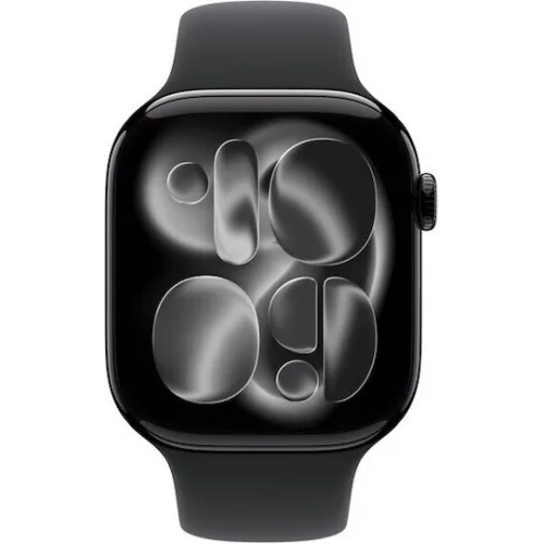 Apple Watch Series 11 Aluminium 46mm Αδιάβροχο με Παλμογράφο (Jet Black Aluminium Case with Black Sport Band - M/L)