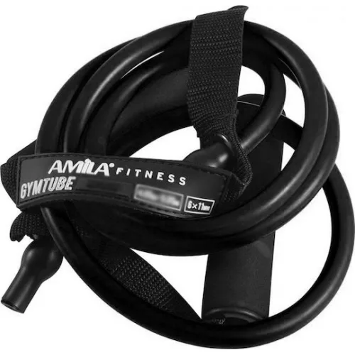 AMILA Λάστιχο Γυμναστικής Σωληνωτό Πολύ Σκληρό με Λαβές Μαύρο