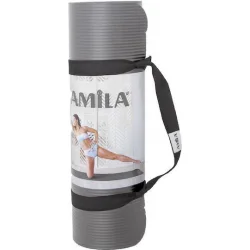 AMILA Στρώμα Γυμναστικής Yoga/Pilates Γκρι με Ιμάντα Μεταφοράς (183x60x1.5cm)
