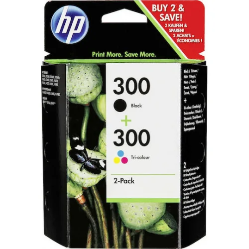 HP 300 Γνήσιο Πακέτο 2 Μελανιών Εκτυπωτή InkJet Πολλαπλό (Color) / Μαύρο (CN637EE)
