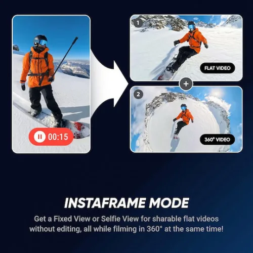 Insta360 x5 Action Camera 8K με Οθόνη και Wi-Fi Μαύρη