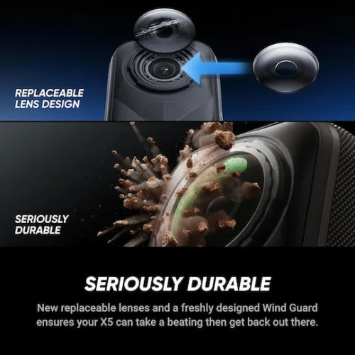 Insta360 x5 Action Camera 8K με Οθόνη και Wi-Fi Μαύρη