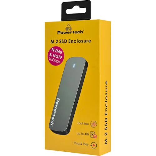Powertech Θήκη για Σκληρό Δίσκο M.2 PCI Express / SATA III NVME με σύνδεση Type-C σε Γκρι χρώμα