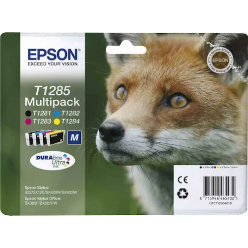 Epson T1285M Γνήσιο Πακέτο 4 Μελανιών Εκτυπωτή InkJet Κίτρινο / Κυανό / Ματζέντα / Μαύρο (C13T12854010 C13T12854012)