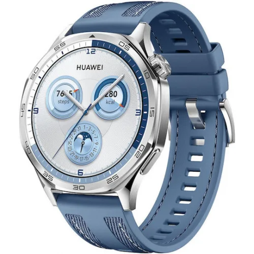 Huawei Watch GT 5 Stainless Steel 46mm Αδιάβροχο με Παλμογράφο (Μπλε)