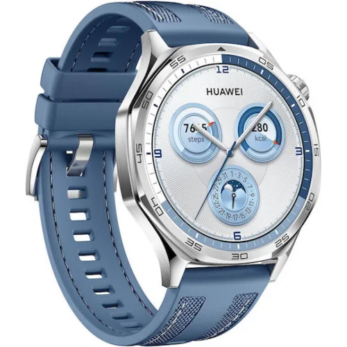 Huawei Watch GT 5 Stainless Steel 46mm Αδιάβροχο με Παλμογράφο (Μπλε)