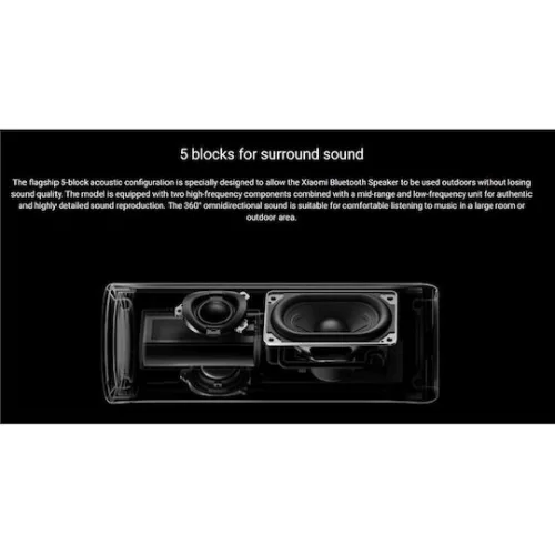 Xiaomi Speaker Αδιάβροχο Ηχείο Bluetooth 40W με Διάρκεια Μπαταρίας έως 5 ώρες Μαύρο