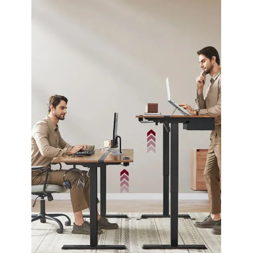 Ηλεκτρικό Γραφείο Ξύλινο Μαύρο με Μεταλλικά Πόδια & USB θύρες 160x70x72εκ.