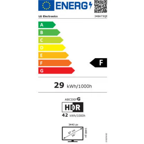 LG 34BA75QE-B Ultrawide IPS HDR Curved Monitor 34" QHD 3440x1440 με Χρόνο Απόκρισης 5ms GTG