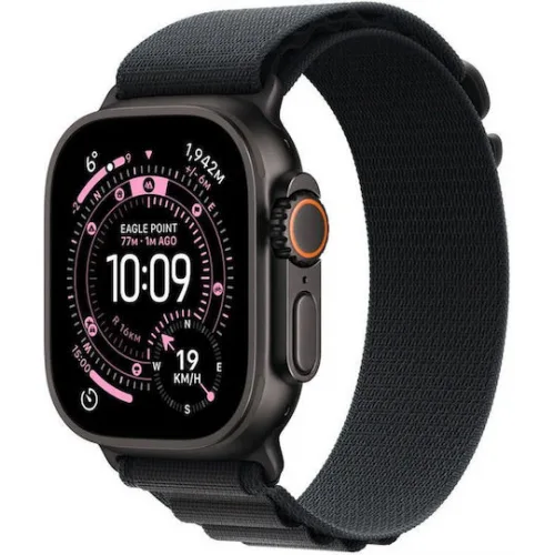Apple Watch Ultra 3 Titanium 49mm Αδιάβροχο με eSIM και Παλμογράφο (Black Titanium Case with Black Alpine Loop - Large)