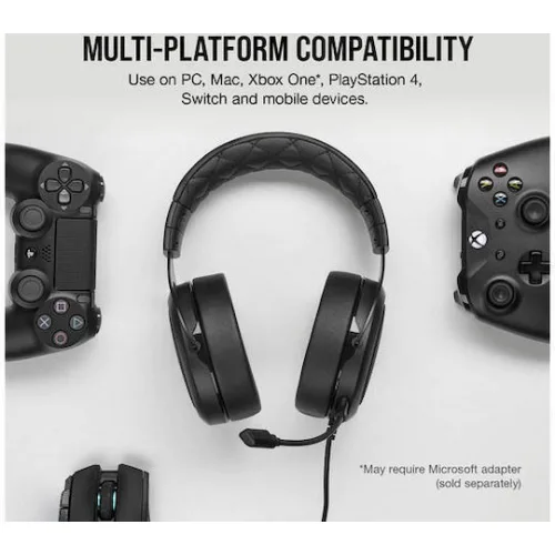 Corsair HS55 Stereo Over Ear Gaming Headset με σύνδεση 3.5mm Carbon