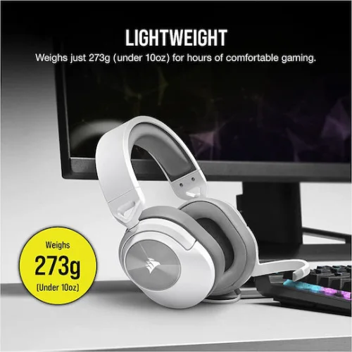 Corsair HS55 Stereo Over Ear Gaming Headset με σύνδεση 3.5mm Λευκό