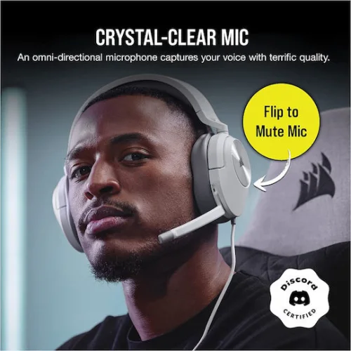 Corsair HS55 Stereo Over Ear Gaming Headset με σύνδεση 3.5mm Λευκό