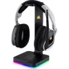 Corsair ST100 RGB Επιτραπέζια Βάση Ακουστικών με Φωτισμό LED Κάρτα ήχου και Θύρα USB Μαύρη