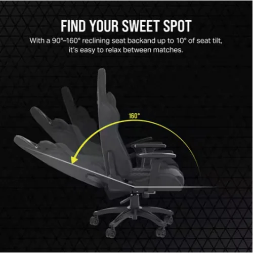 Corsair TC100 Relaxed Υφασμάτινη Καρέκλα Gaming με Ρυθμιζόμενα Μπράτσα Μαύρη