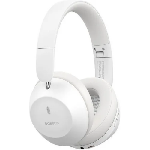 Baseus Bass 30 Max Ασύρματα / Ενσύρματα On Ear Ακουστικά με 50 ώρες Λειτουργίας και Quick Charge Λευκά