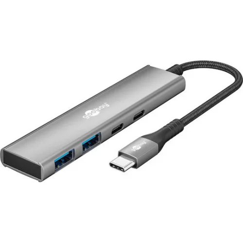 Goobay USB 3.2 Hub 4 Θυρών με σύνδεση USB-C / USB-A Γκρι
