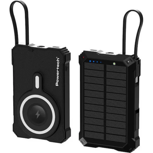 Powertech PT-1505 Ηλιακό MagSafe Power Bank 10000mAh 35W με Θύρα USB-C Power Delivery Μαύρο