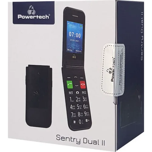 Powertech Sentry Dual II Single SIM Κινητό με Μεγάλα Κουμπιά Μαύρο