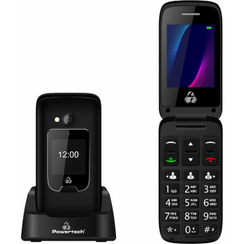 Powertech Sentry Dual II Single SIM Κινητό με Μεγάλα Κουμπιά Μαύρο