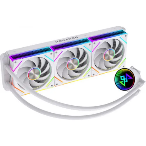Monarch Gear Styx Υδρόψυξη Επεξεργαστή Τριπλού Ανεμιστήρα 120mm για Socket AM4/AM5/1700/1200 με RGB Φωτισμό Λευκή