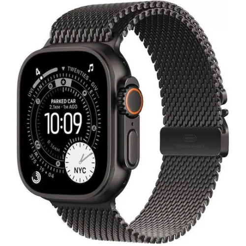 Apple Watch Ultra 3 Titanium 49mm Αδιάβροχο με eSIM και Παλμογράφο (Black Titanium Case with Black Titanium Milanese Loop - Small)