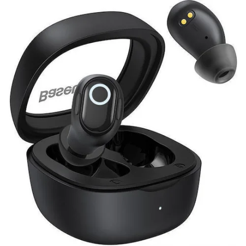 Baseus Bowie WM02 In-ear Bluetooth Handsfree Ακουστικά με Θήκη Φόρτισης Μαύρα