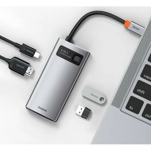 Baseus Metal Gleam Series USB-C Docking Station με HDMI 4K PD Ασημί