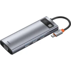 Baseus Gleam USB-C Docking Station με HDMI 4K PD Ethernet και συνδεση 2 Οθονών Γκρι