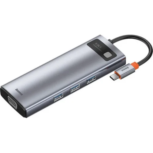 Baseus Gleam USB-C Docking Station με HDMI 4K PD Ethernet και συνδεση 2 Οθονών Γκρι