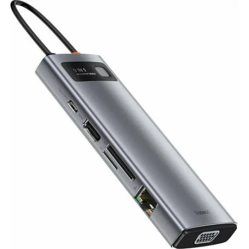 Baseus Gleam USB-C Docking Station με HDMI 4K PD Ethernet και συνδεση 2 Οθονών Γκρι
