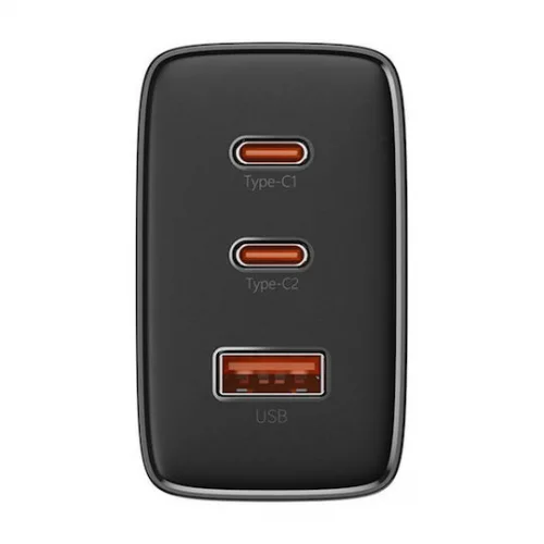 Baseus Φορτιστής Χωρίς Καλώδιο με Θύρα USB-A και 2 Θύρες USB-C 65W Power Delivery / Quick Charge 3.0 Μαύρος (Cube Pro)