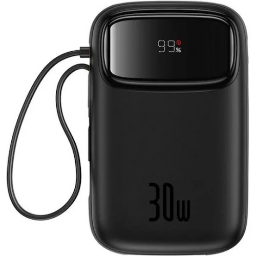 Baseus QPow 2 Power Bank 10000mAh 30W με Θύρα USB-A και Θύρα USB-C Μαύρο