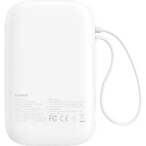 Baseus QPow 2 Power Bank 10000mAh 30W με Θύρα USB-A και Θύρα USB-C Λευκό