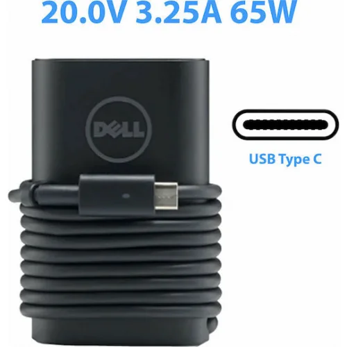 Dell USB-C Φορτιστής Laptop 65W 20V 3.25A χωρίς Καλώδιο Τροφοδοσίας